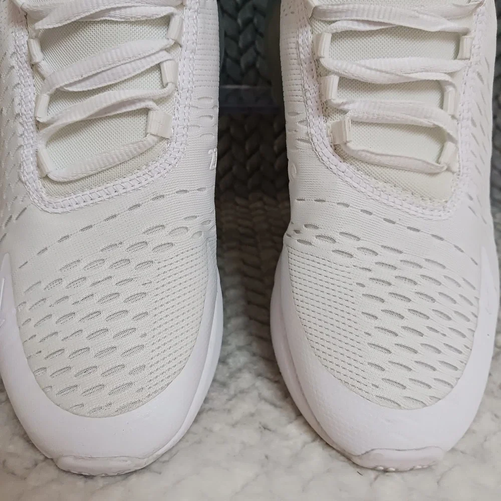 Nike Air Max 270 White Metallic Silver GS Walking Running Shoes Sz 6.5Y Womens 8
